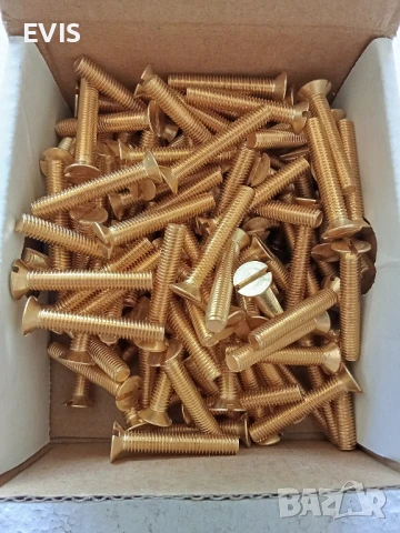 Месингови винтове с фрезенкова (потъваща) глава, прав шлиц – 5х30 мм, 100 бр