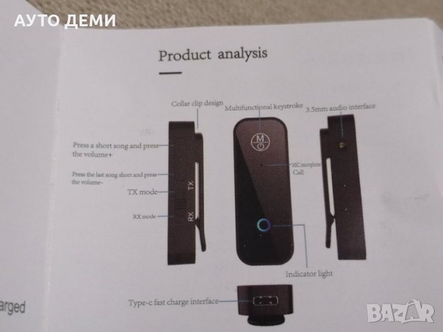 Hi-Fi STEREO 2 в 1 Блутут 5.1 аудио приемник предавател адаптер Bluetooth class 1 CE FC RoHS, снимка 13 - Аксесоари и консумативи - 35918517