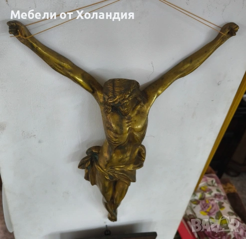 Голямо бронзово разпятие за стена, снимка 10 - Колекции - 53122526