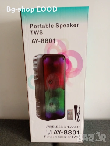 Безжична RGB тонколона с 2×8″ говорителя, Bluetooth, 1200 W, батерия 3000 mAh, снимка 2 - Тонколони - 53708394