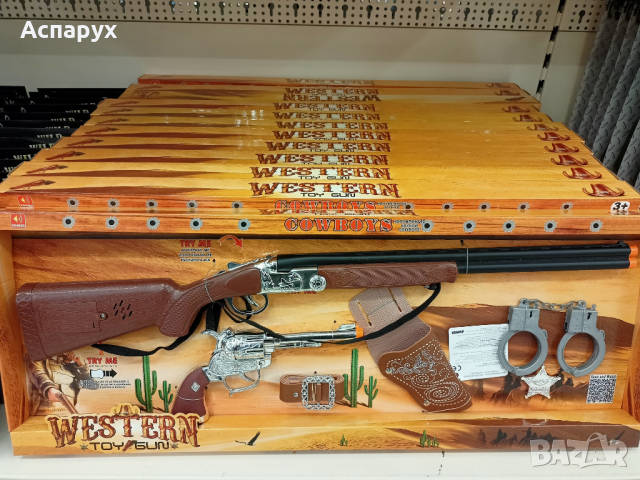 Детска играчка каубойски комплект пушка със звук и аксесоари, снимка 1