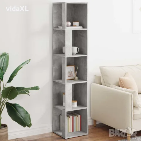 vidaXL Ъглов шкаф, бетонно сив, 33x33x164,5 см, инженерно дърво, снимка 2 - Шкафове - 56147838