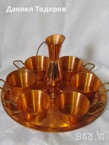 Стар Кован Меден Сервиз за - Кафе , Вино, Ракия - 8 части, снимка 2 - Сервизи - 52191164