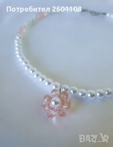 Перлено колие с маргаритка, снимка 3 - Колиета, медальони, синджири - 49546048
