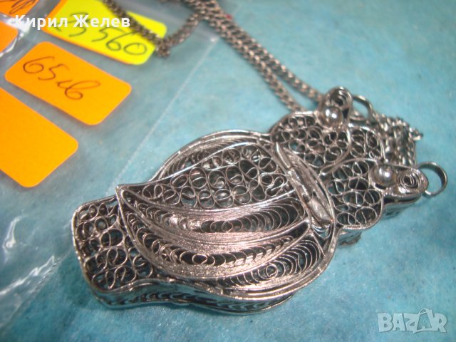 ПОСРЕБРЕН БУХАЛ ФИЛИГРАНЕН със ЗДРАВО СИНДЖИРЧЕ ФИГУРАЛЕН АРТ ДЕКО МЕДАЛЬОН БЛАГОРОДНА СТОМАНА 25560, снимка 18 - Колиета, медальони, синджири - 35679503