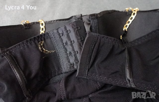 S луксозно черно боди със сатен и тюл и златисти верижни презрамки, снимка 18 - Бельо - 40552258