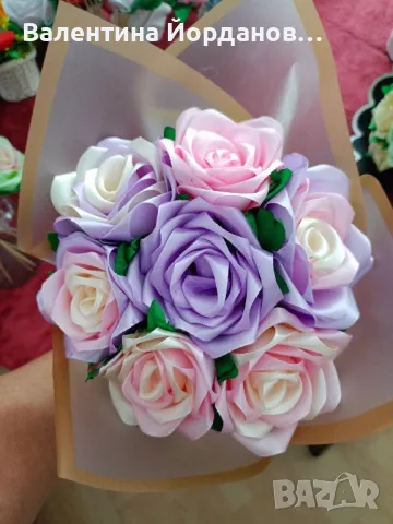 букети от сатенени рози , снимка 7 - Изкуствени цветя - 48848616