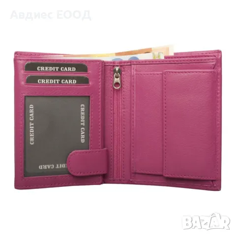 Лилаво портмоне естествена кожа, снимка 3 - Портфейли, портмонета - 48704689