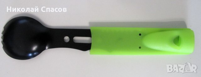Туристическа/къмпинг/outdoor мултифункционален инструмент – лъжица, вилица, нож, свирка, отварачка, снимка 4 - Други спортове - 34792362
