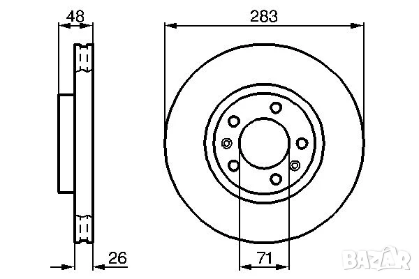 Диск спирачен преден дeсен/ляв за CITROEN XM;PEUGEOT 605 2.0-3.0 05.89-10.00г.№ C1281V, снимка 3 - Части - 50613749