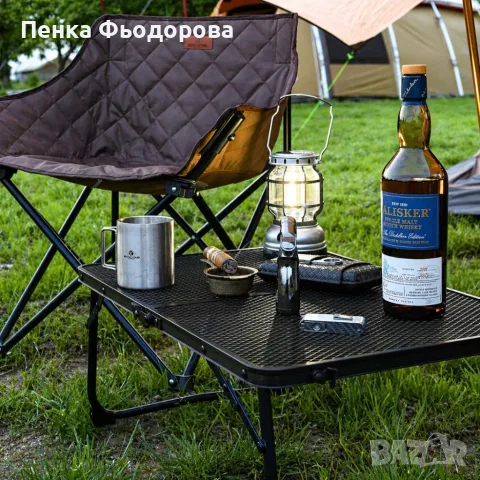 Сгъваема къмпинг маса 60×40×25 см – Лека, здрава и компактна за къмпинг, риболов и пикник, снимка 4 - Къмпинг мебели - 55848030