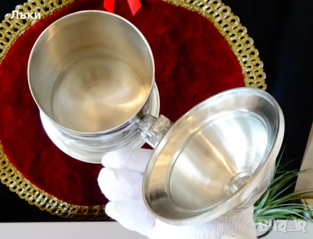 Халба от калай,орнаменти,кралска лилия. , снимка 9 - Антикварни и старинни предмети - 48544035