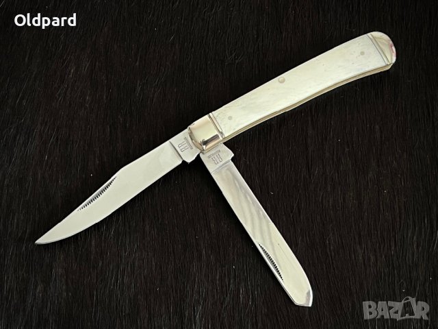 Колекционерски джобен сгъваем нож с две остриета RR Trapper Classic White Bone. (RR22034W), снимка 2 - Ножове - 42457857