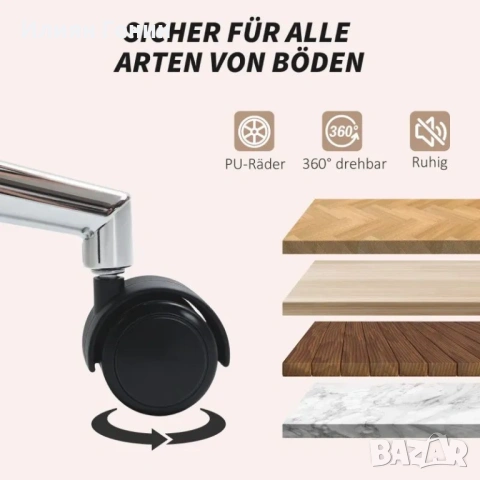 Офис стол HOMCOM, тапициран стол за бюро, функция накланяне, снимка 3 - Столове - 53449037