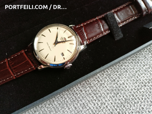 НОВ Orient Bambino 38mm, крем, сини стелки, снимка 5 - Мъжки - 44777123