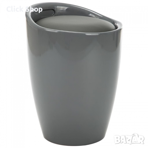 Табуретка за съхранение, сива, изкуствена кожа, снимка 1