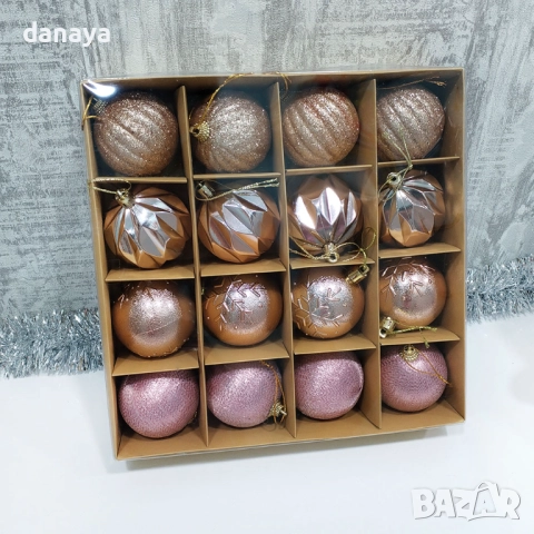 6172 Комплект коледни топки за елха 6 см, 16 броя микс