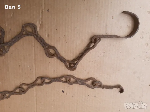Стара верига за огнище от ковано желязо , здрава, снимка 4 - Антикварни и старинни предмети - 50327299