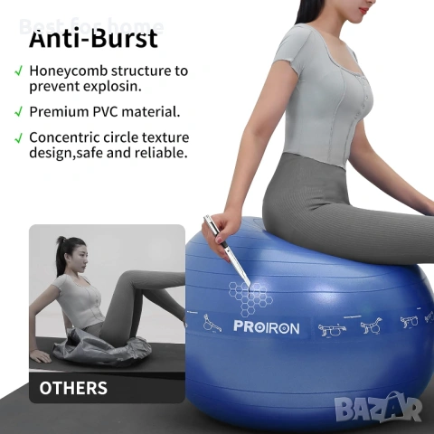 PROIRON Гимнастическа, Pezzi ,тренировъчна топка, фитнес топка-65 сантиметра, снимка 4 - Фитнес уреди - 53427176