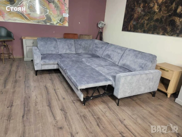 ПРОМОЦИЯ!!! Сив ъглов диван от плат с функция сън MM-ZE1126, снимка 4 - Дивани и мека мебел - 52826867