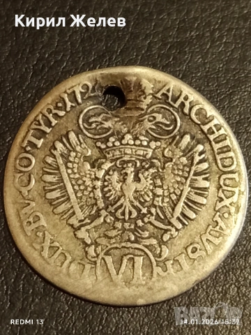 Сребърна монета 6 кройцера 1724г. Карл шести Австрия за КОЛЕКЦИЯ 53001, снимка 7 - Нумизматика и бонистика - 53097531