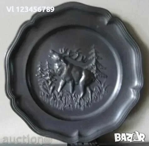 Декоративни Калаени чинии, с ловни сцени Германия, снимка 2 - Декорация за дома - 53828893