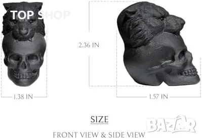 Нова Декоративна скулптура от матов обсидиан - Леопардов череп, снимка 3 - Декорация за дома - 49567216