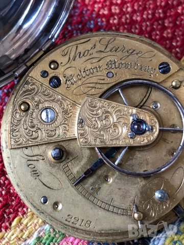 Сребърен джобен часовник, снимка 3 - Джобни - 52533636