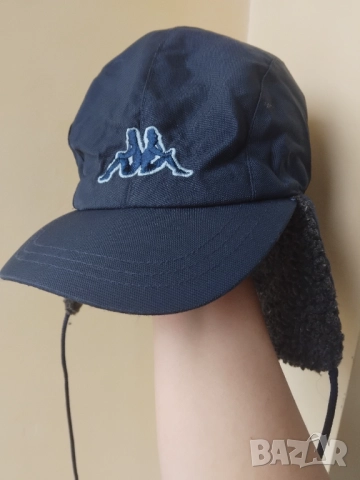 Kappa 100% оригинална мъжка зимна шапка тип ушанка с козирка