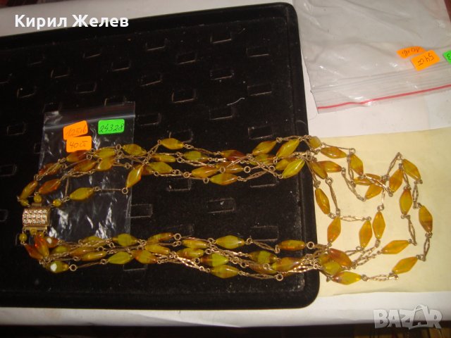 СТАРИННА АРТ ДЕКО ОГЪРЛИЦА от МУРАНО и БРОНЗ ЦВЕТНО ВЕНЕЦИАНСКО СТЪКЛО РЕТРО АРТ БИЖУ РЯДКО 24328, снимка 9 - Антикварни и старинни предмети - 33957553