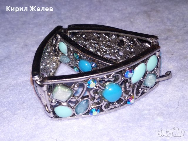 МНОГО КРАСИВА ФЛОРАЛНА ФИЛИГРАНЕН ТИП МЕДНА РЕТРО ГРИВНА с БЯЛА ПОЗЛАТА и КРИСТАЛИ 21154, снимка 15 - Гривни - 41649151