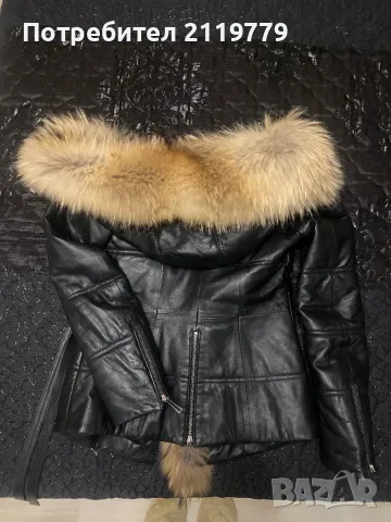Дамско кожено яке от естествена кожа и естестествен косъм BALOS, снимка 7 - Якета - 48731852