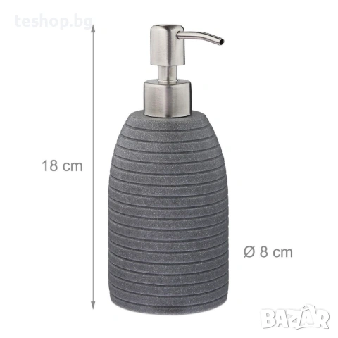 Дозатор за сапун Relaxdays Rillen 300 мл, снимка 3 - Други - 53652255