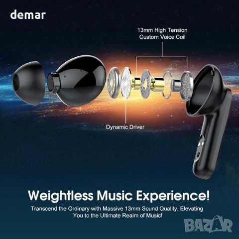 Безжични слушалки, Bluetooth 5.3 слушалки в ухото, 36 часа, черни, снимка 3 - Безжични слушалки - 44277149