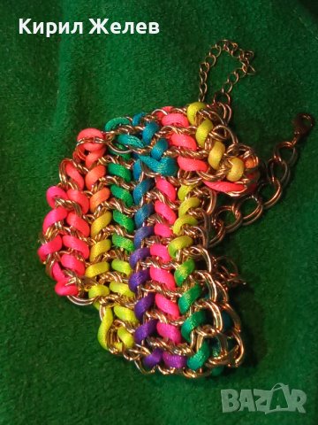 ЗЛАТИСТО ВИНТИДЖ АРТ УКРАШЕНИЕ ОГЪРЛИЦА РЪЧНА ПЛЕТКА 27868, снимка 9 - Колиета, медальони, синджири - 37097150