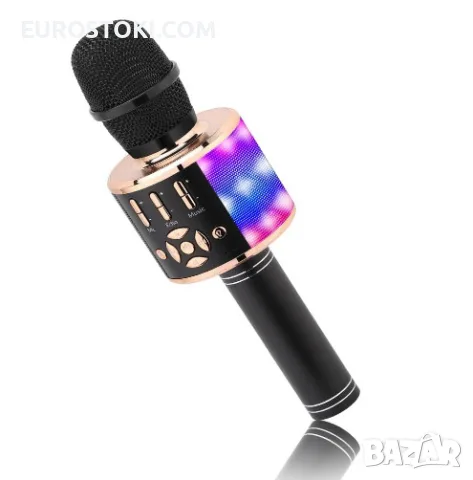 Безжичен караоке микрофон BONAOK, магически звук, Bluetooth микрофон 4 в 1, мигащи светлини, ефекти