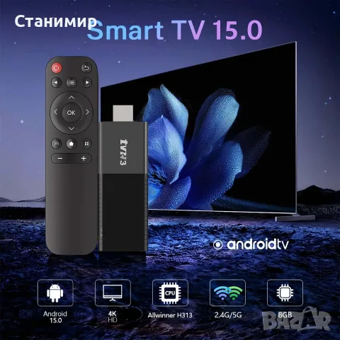 Нов 4K Smart TV Stick R3  – Превърнете всеки телевизор в Смарт!, снимка 11 - Плейъри, домашно кино, прожектори - 55882012