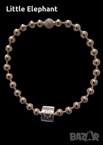 Сребърна гривна Пандора,"Любими моменти",17 см,Rose Gold/нова