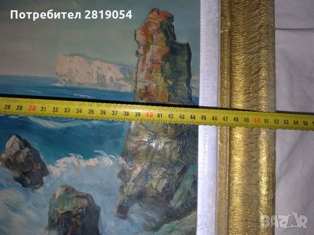 Стара българска картина масло върху платно подлепено или  картон,подпис инициали долу в ляво, снимка 8 - Картини - 32236330