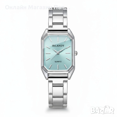 Дамски кварцов часовник IRLANDY – правоъгълен корпус, стоманена верижка, сребрист или златист, снимка 6 - Дамски - 52349028