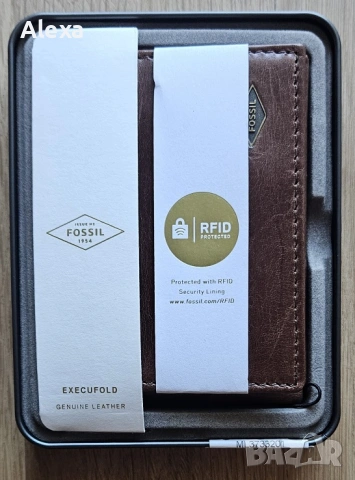 Мъжки кожен портфейл Fossil Фосил кафяв НОВ, снимка 3 - Портфейли, портмонета - 53735424