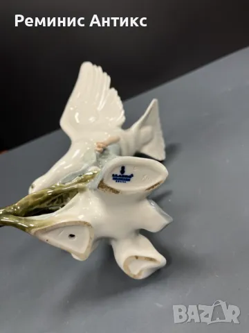 Порцеланова колекционерска фигурка Бял гълъб върху клонка, снимка 3 - Статуетки - 45284110