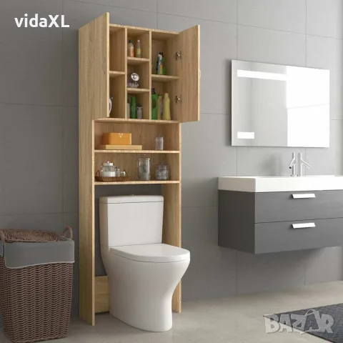 vidaXL Шкаф за пералня, дъб сонома, 64x25,5x190 см, снимка 8 - Шкафове - 56147857