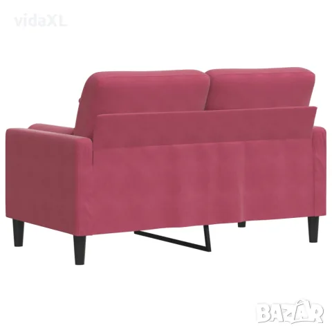 vidaXL 2-местен диван декоративни възглавници виненочервен 120 см, снимка 5 - Дивани и мека мебел - 56146870