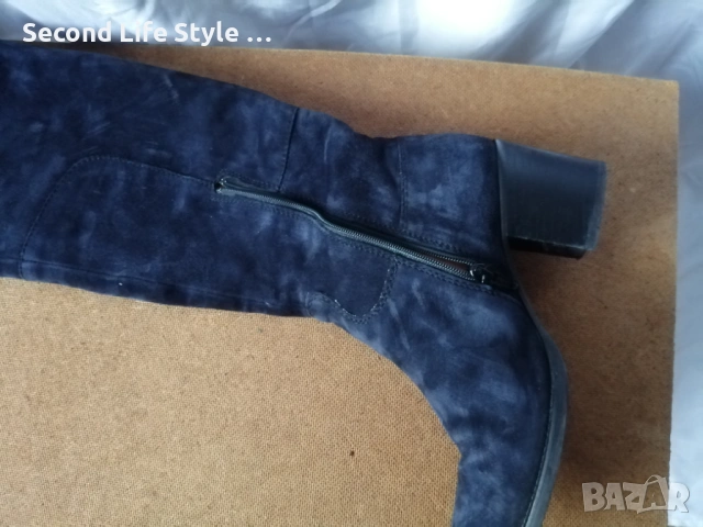 № 37 дамски ботуши естествен велур в син цвят, снимка 13 - Дамски ботуши - 53371759