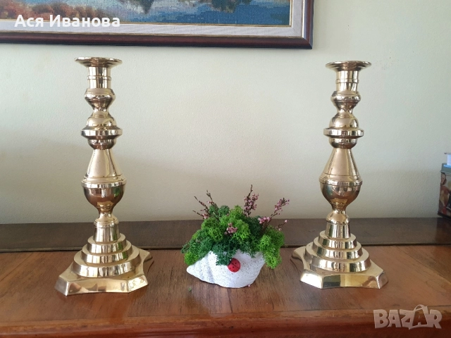 Чифт свещници от месинг