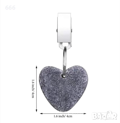 Комплект от 6 тежести за покривки с щипки, форма на сърце, естествен камък, сив, снимка 6 - Други стоки за дома - 52910593