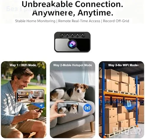 Нова Мини Камера AOBOCAM 4K WiFi MicroSD слот Нощно Виждане Детектор Движение охрана дом, снимка 4 - Други - 56224075