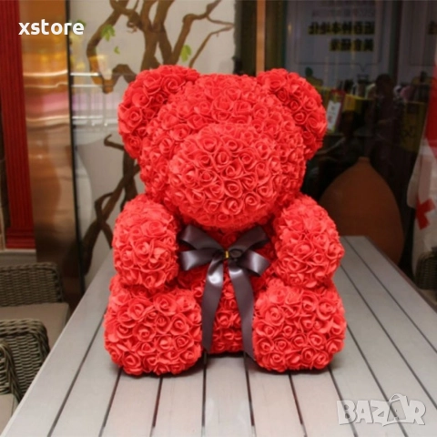 Мече изработено от рози с панделка, 38см, снимка 9 - Подаръци за жени - 52793369