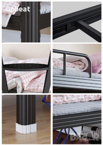 Двуетажно легло с метална рамка + 2бр матраци НОВИ, снимка 4 - Спални и легла - 53378905